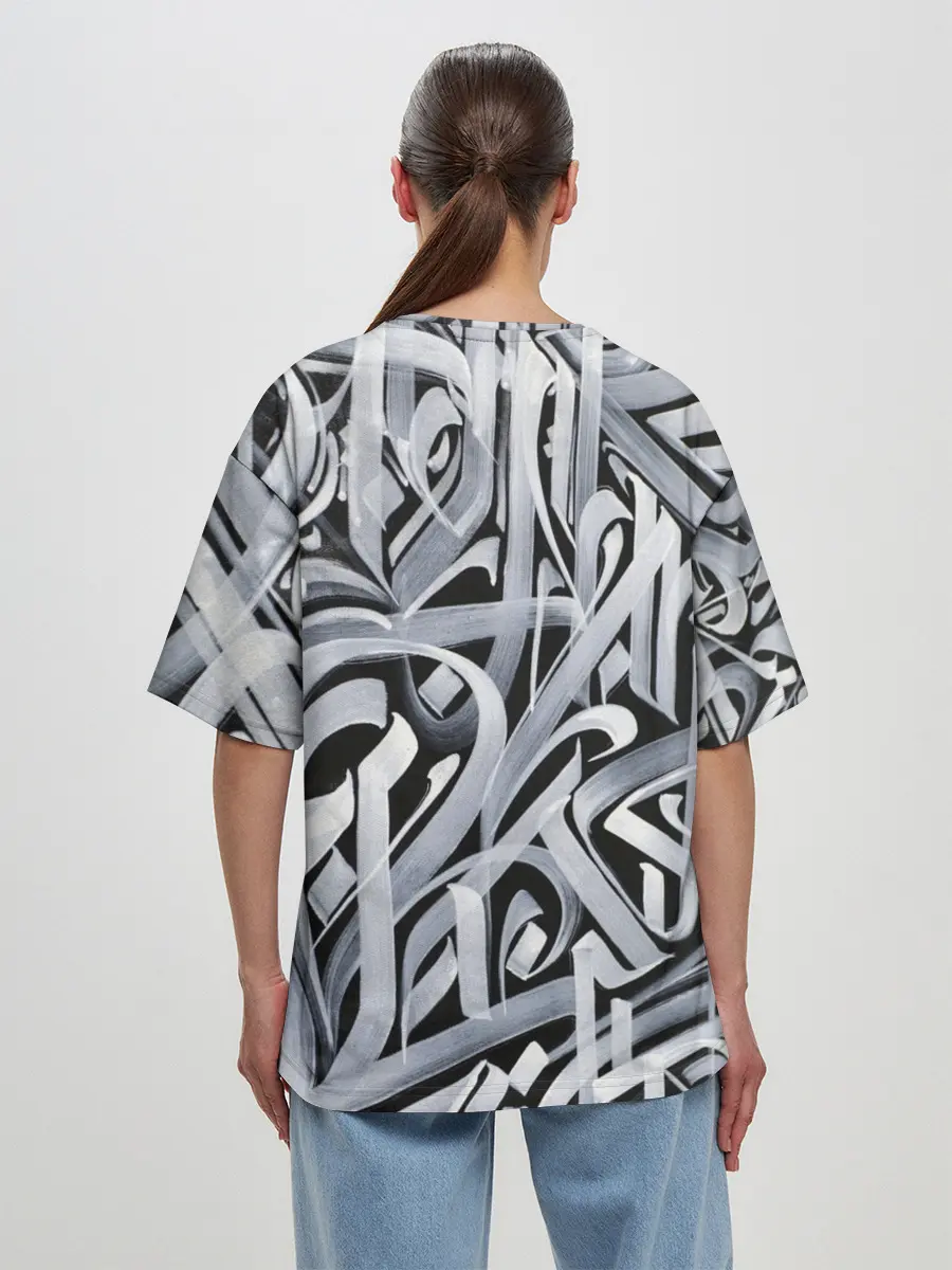 Женская футболка оверсайз / Каллиграфия