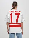 Женская футболка оверсайз / Валерий Харламов 17 White