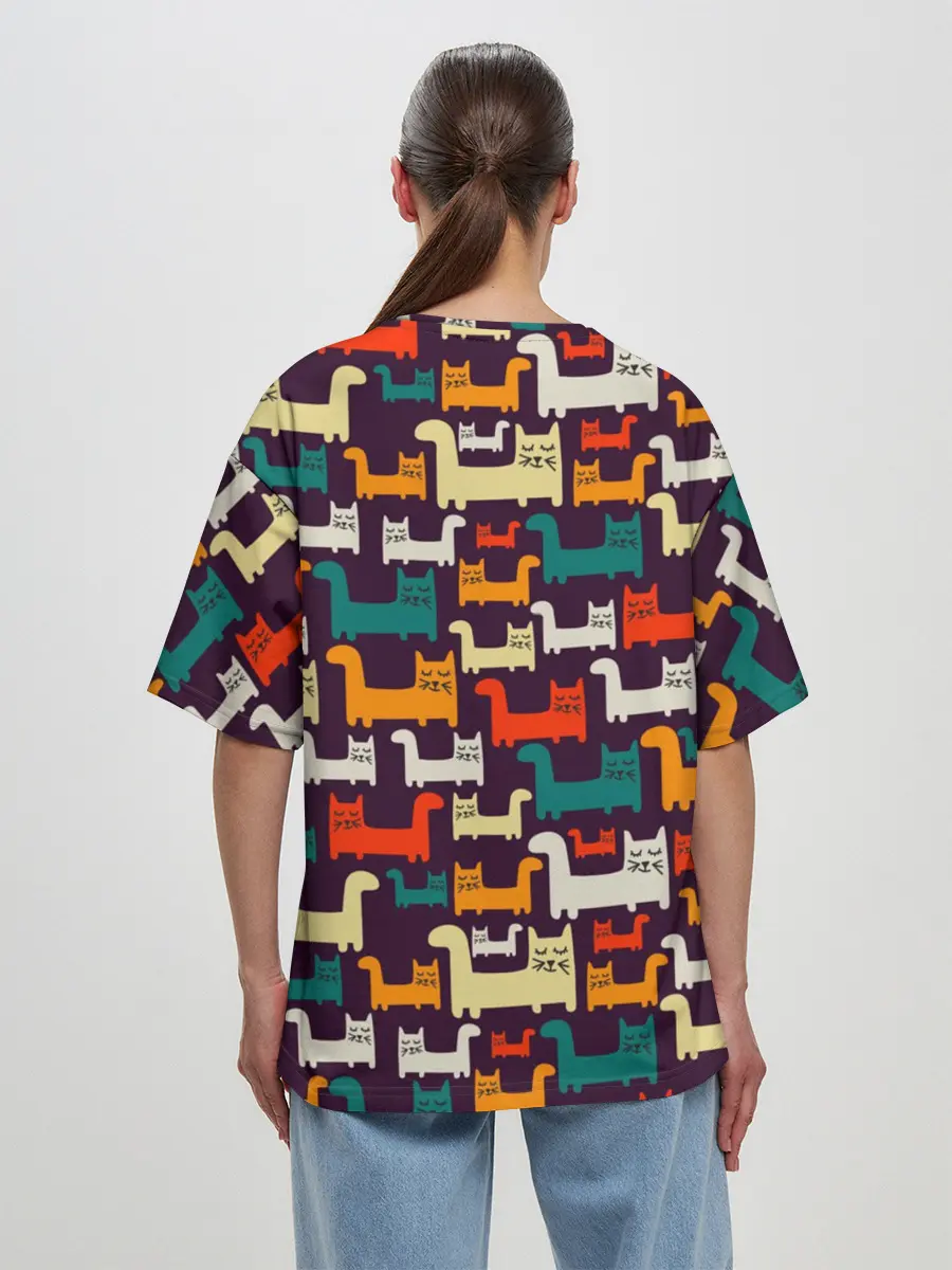 Женская футболка оверсайз / Найди чёрного кота