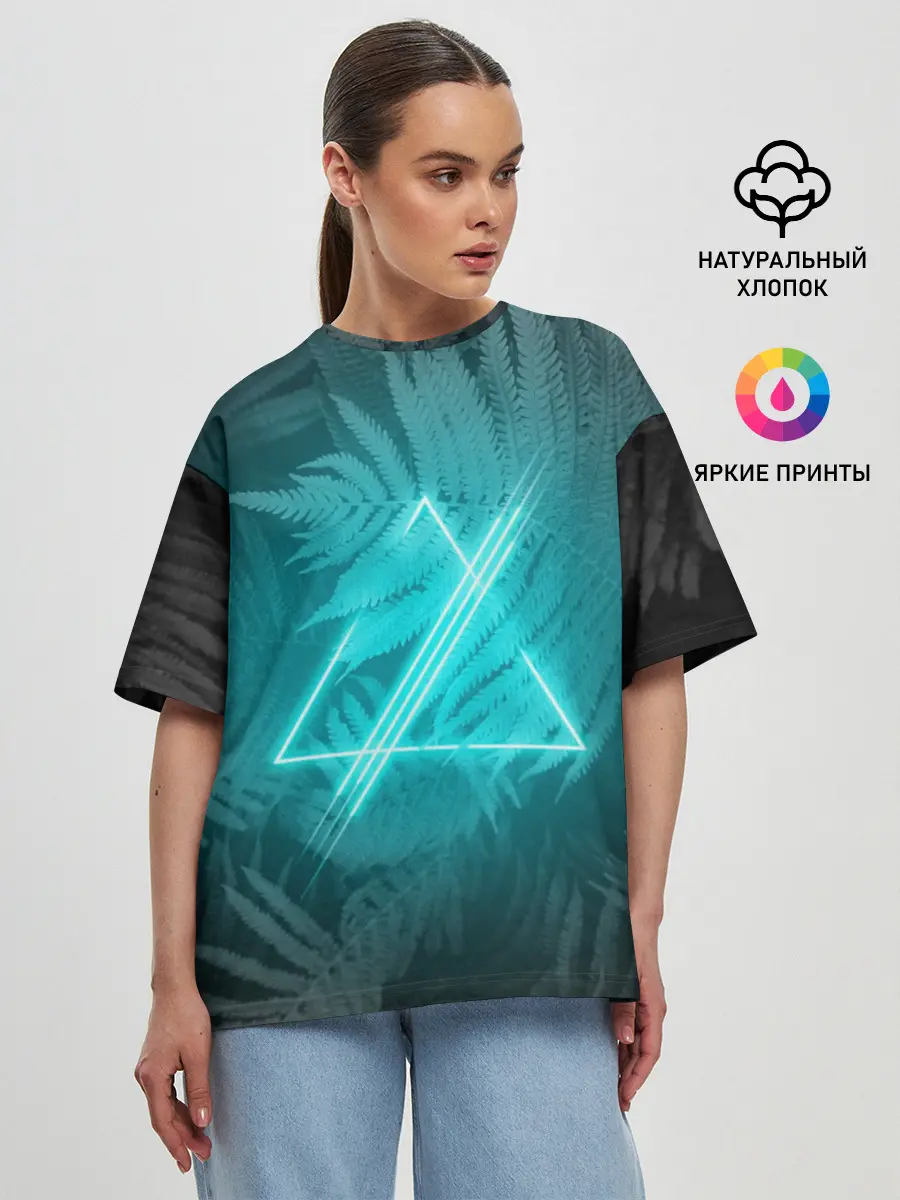 Женская футболка оверсайз / Neon light blue