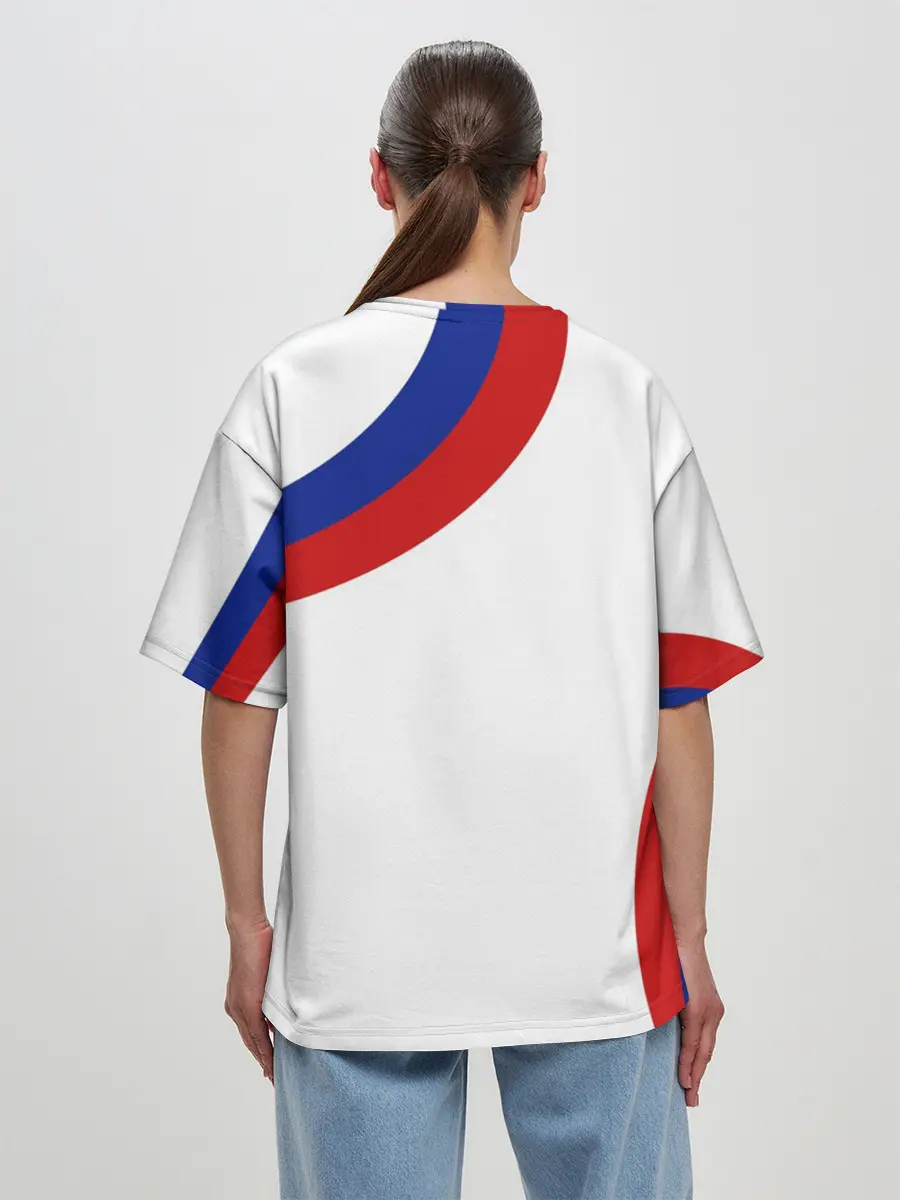 Женская футболка оверсайз / Россия Триколор