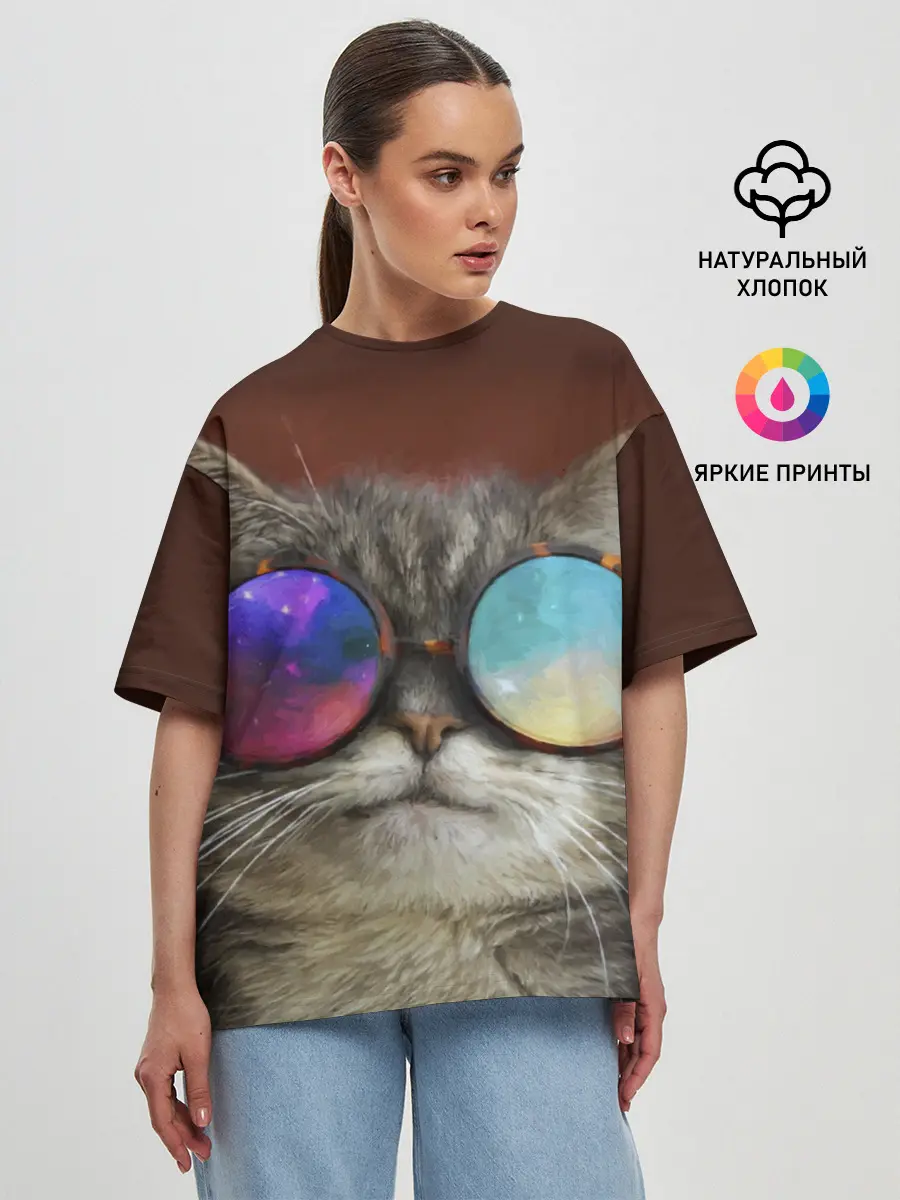 Женская футболка оверсайз / котейки