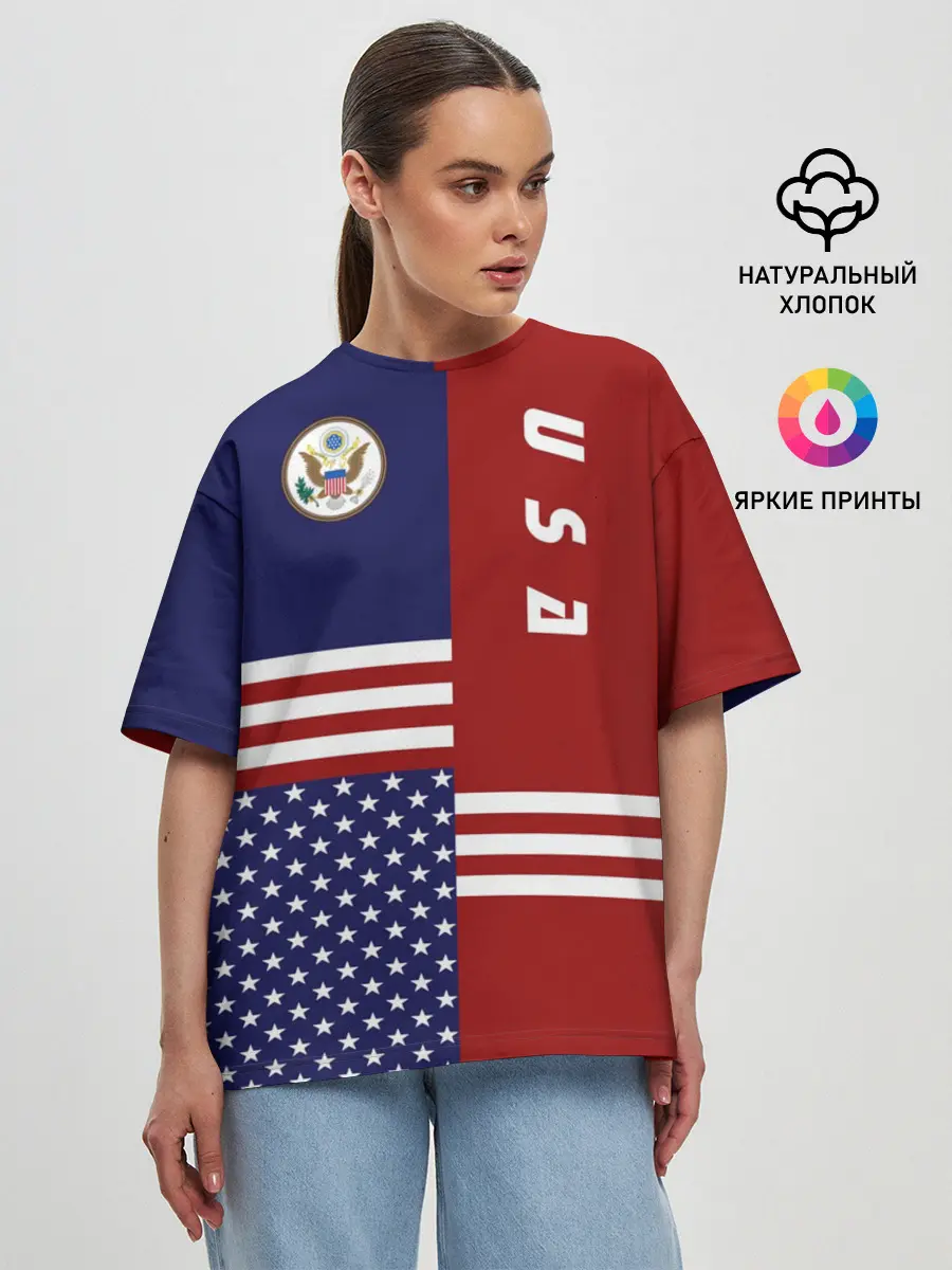 Женская футболка оверсайз / USA