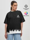 Женская футболка оверсайз / Mitsubishi abstract black