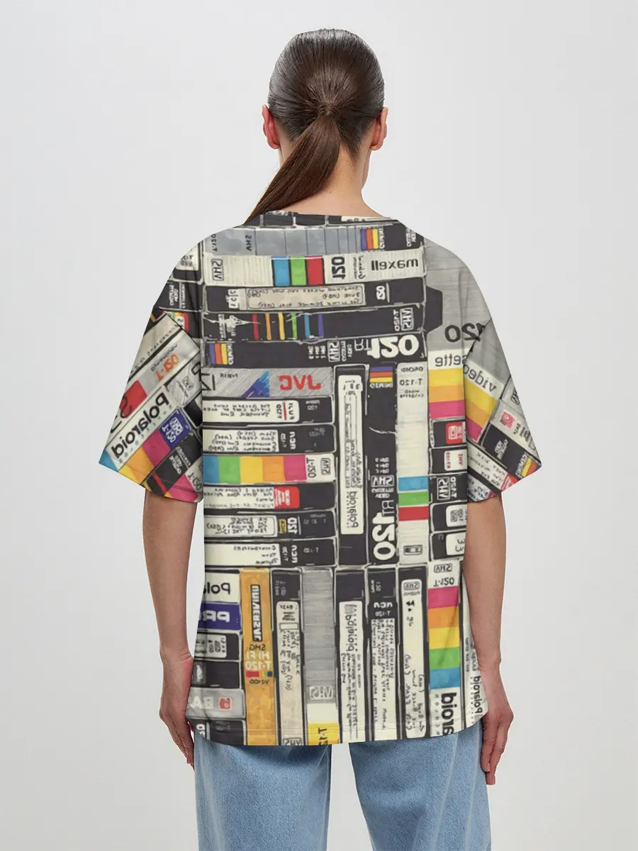 Женская футболка оверсайз / VHS-кассеты