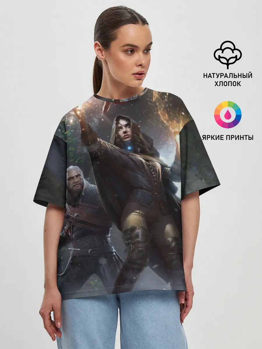 Женская футболка оверсайз / Йеннифер и Геральт
