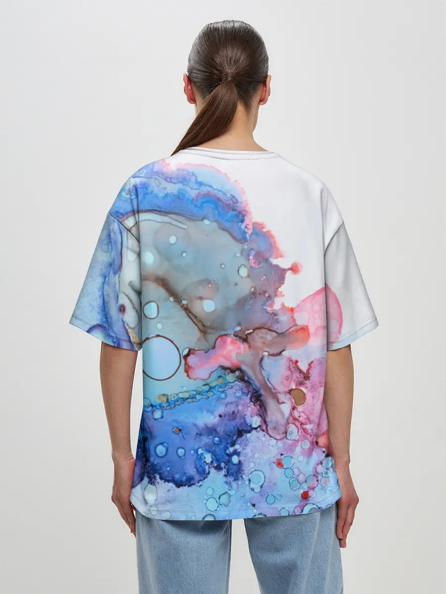 Женская футболка оверсайз / Акварельные разводы
