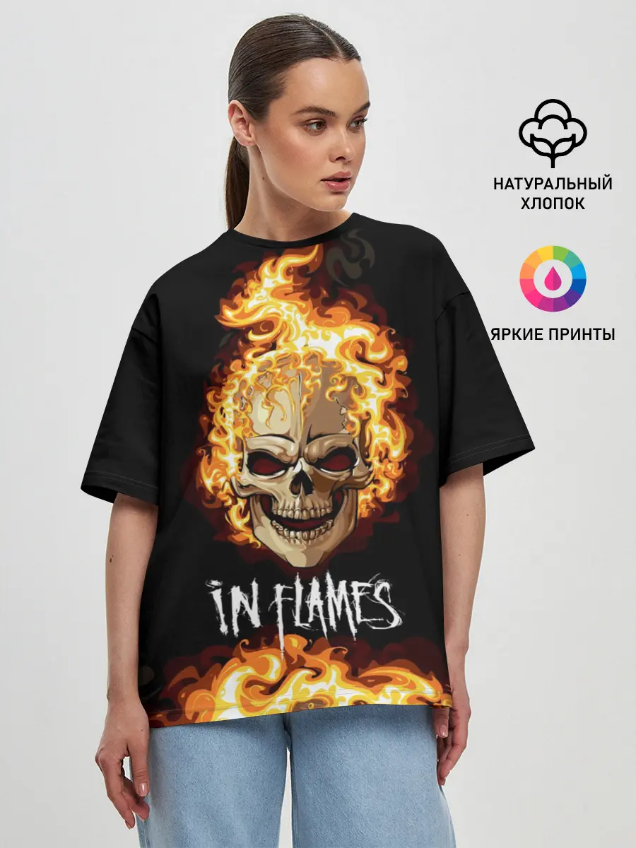 Женская футболка оверсайз / В пламени
