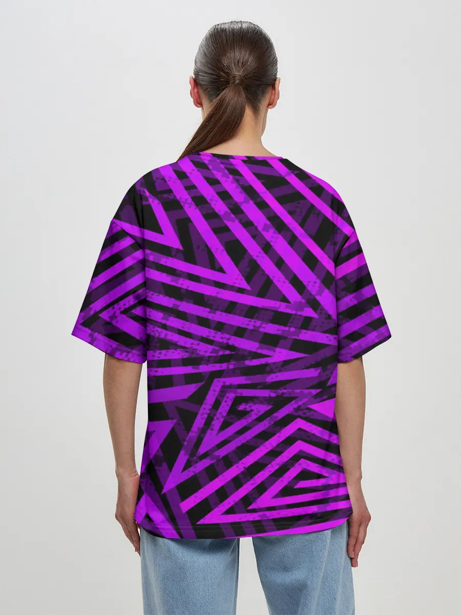 Женская футболка оверсайз / Неоновая геометрия