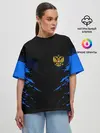 Женская футболка оверсайз / Russia-sport collection BLUE
