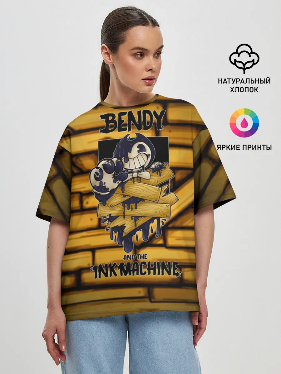 Женская футболка оверсайз / Bendy and the ink machine