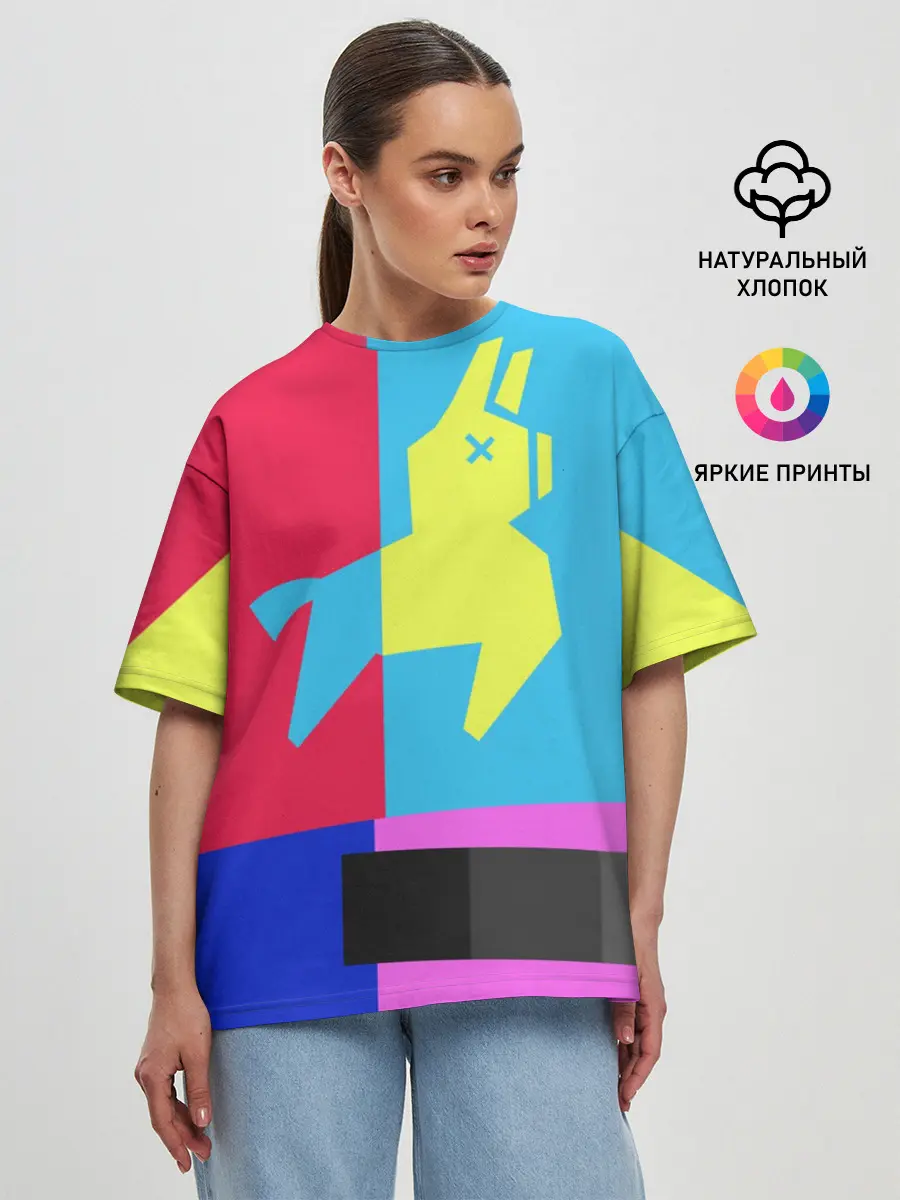 Женская футболка оверсайз / Лама Фортнайт