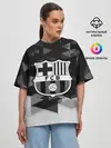 Женская футболка оверсайз / FC Barcelona sport geometry