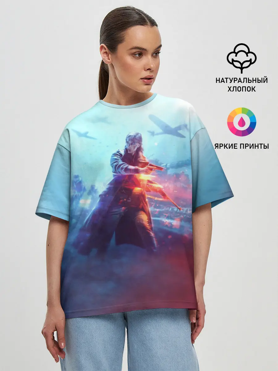 Женская футболка оверсайз / Battlefield 5