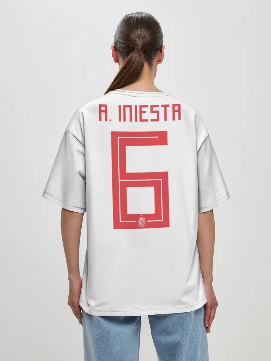 Женская футболка оверсайз / Iniesta away WC 2018