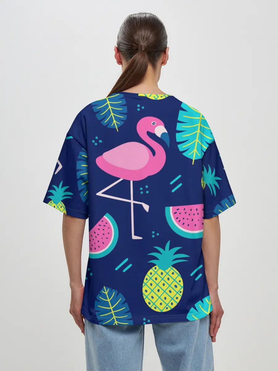 Женская футболка оверсайз / Фламинго