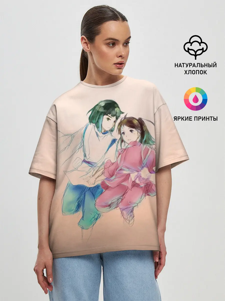 Женская футболка оверсайз / Тихиро и Хаку