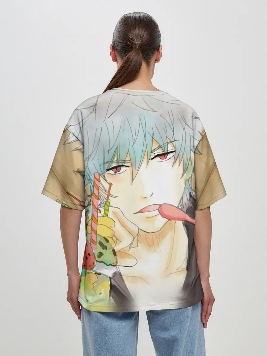 Женская футболка оверсайз / манга Серебряная душа