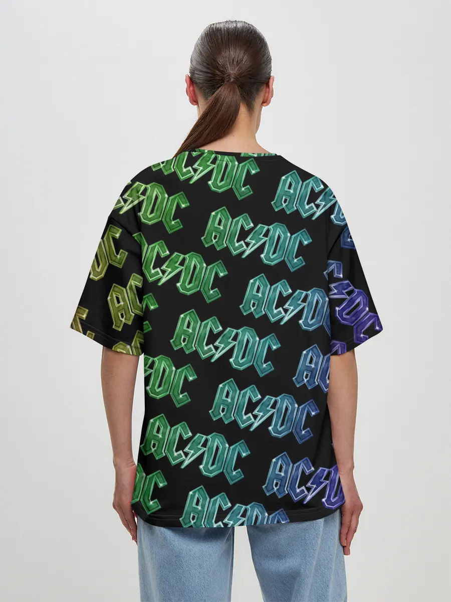 Женская футболка оверсайз / AC DC. Паттерн Градиент