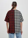Женская футболка оверсайз / Красно белая рубашка в клетку