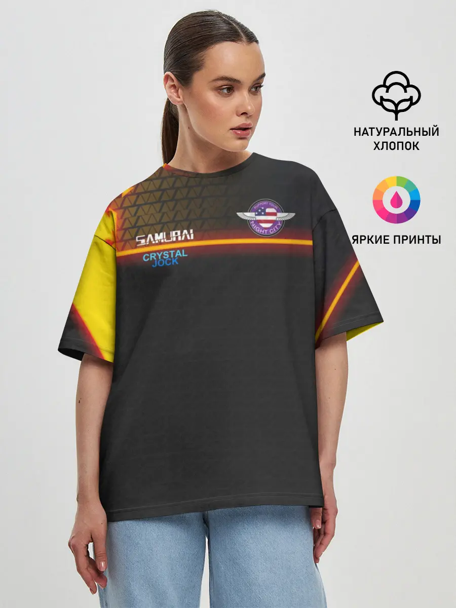 Женская футболка оверсайз / CYBERPUNK 2077 SAMURAI