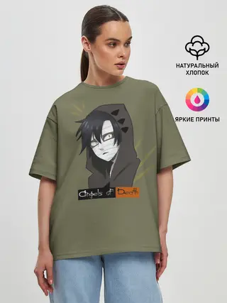 Женская футболка оверсайз / Зак ангел