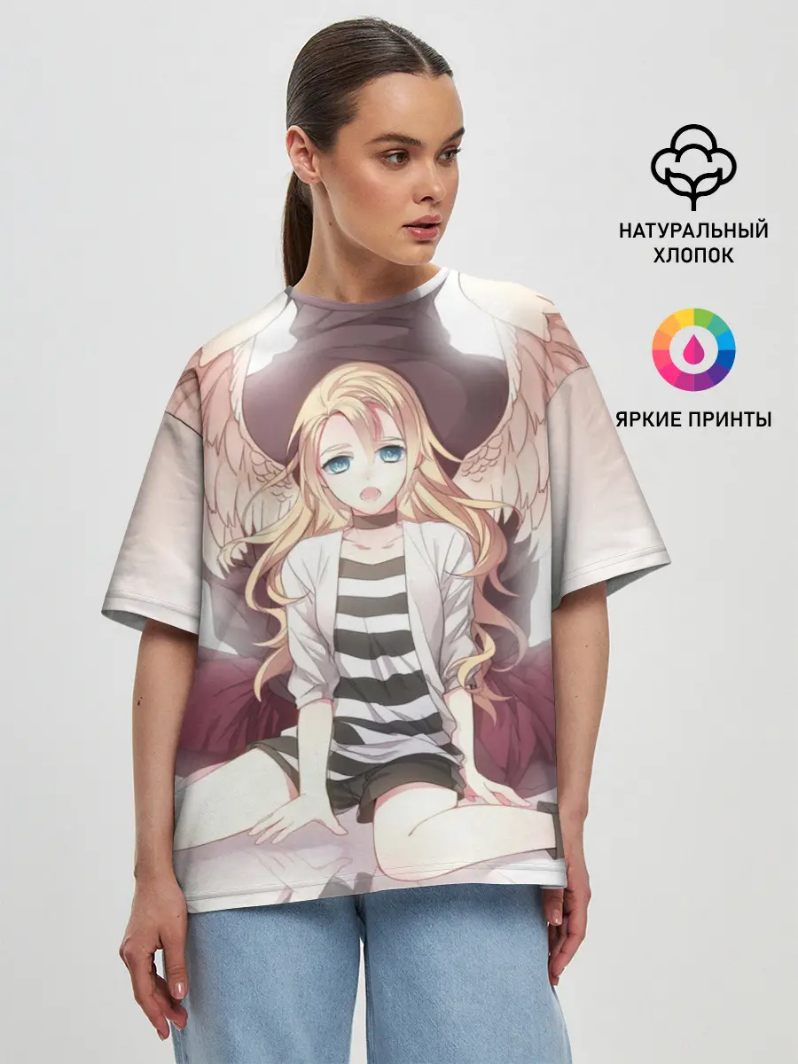 Женская футболка оверсайз / Рейчел ангел