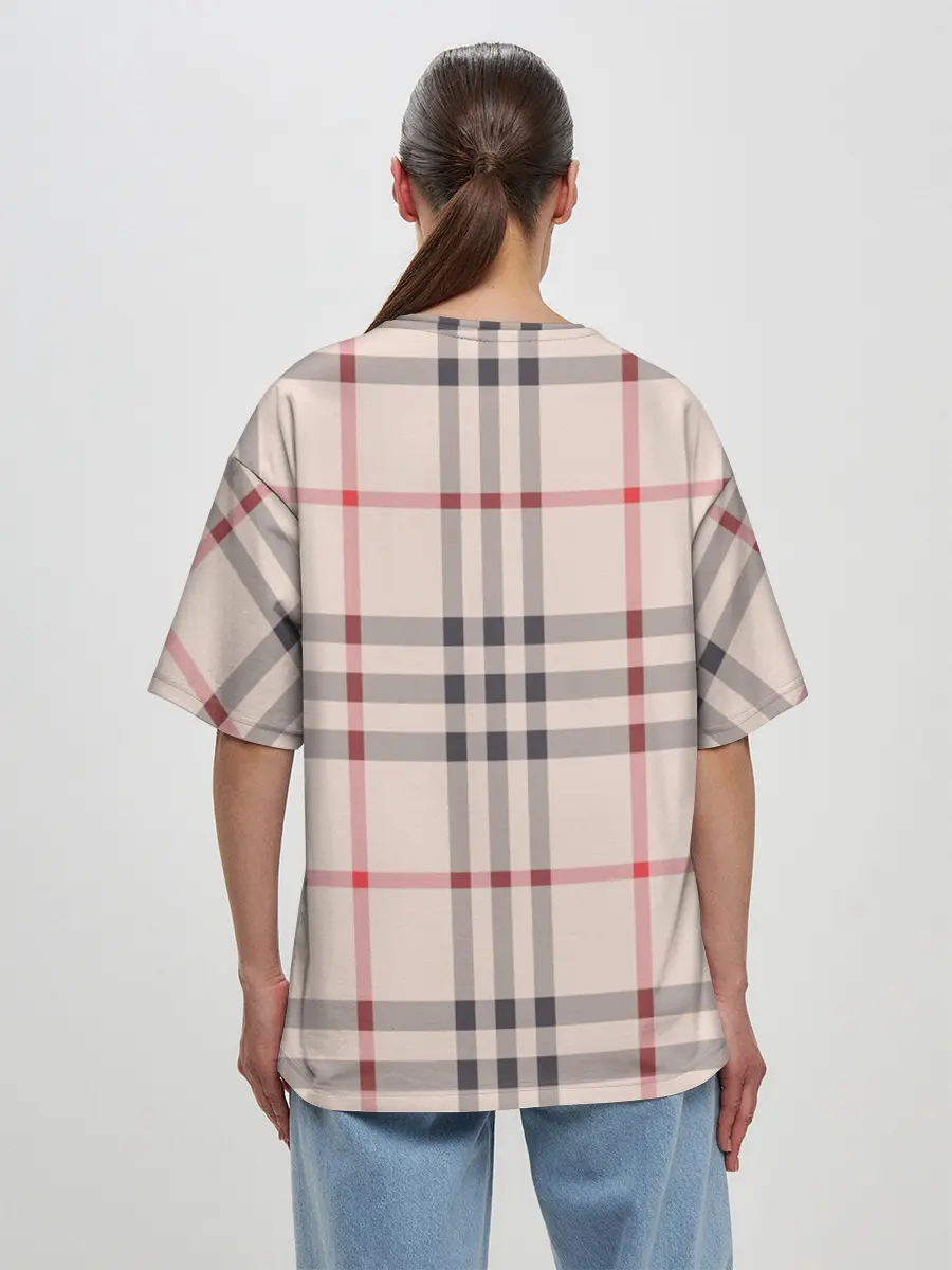 Женская футболка оверсайз / Светлая клетка