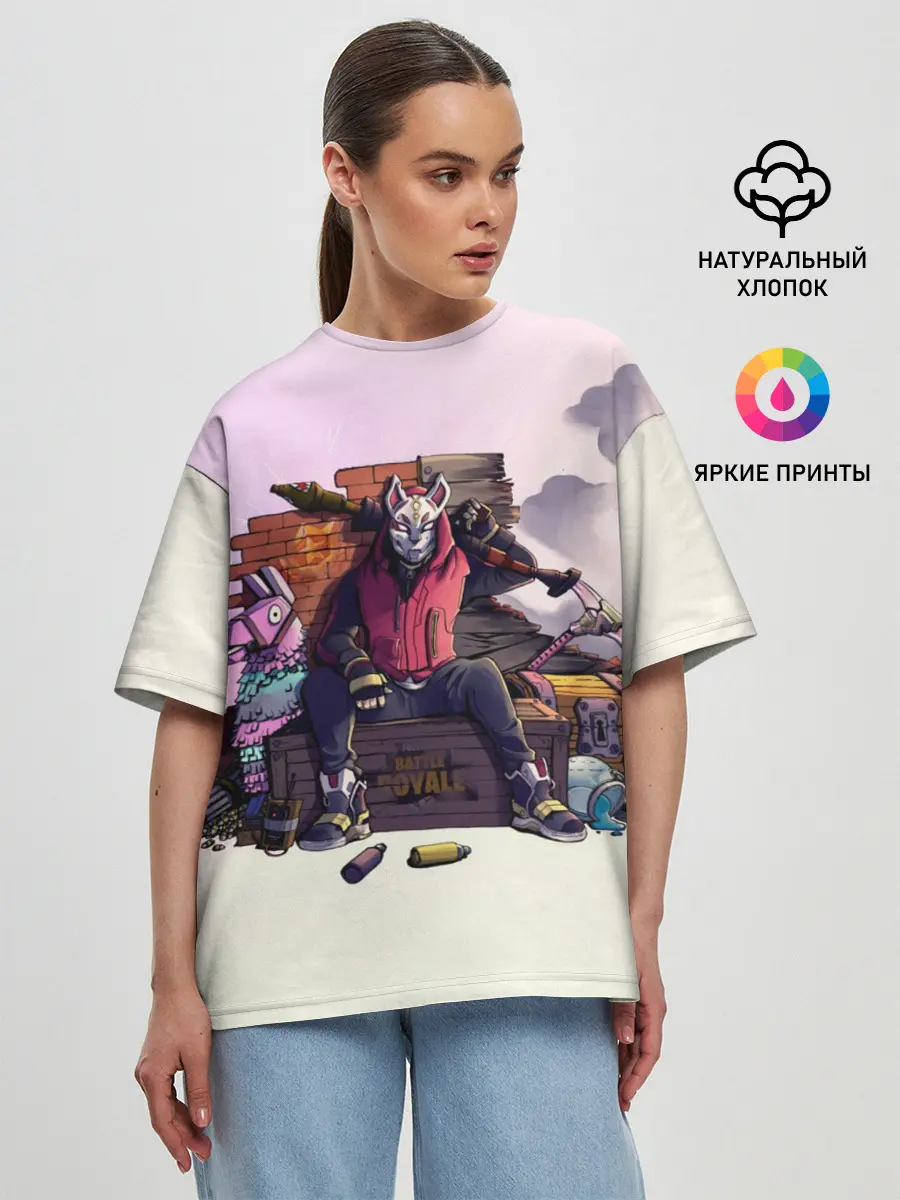 Женская футболка оверсайз / Fortnite. Drift and Lama