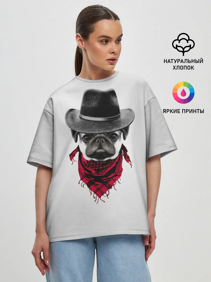 Женская футболка оверсайз / Мопс