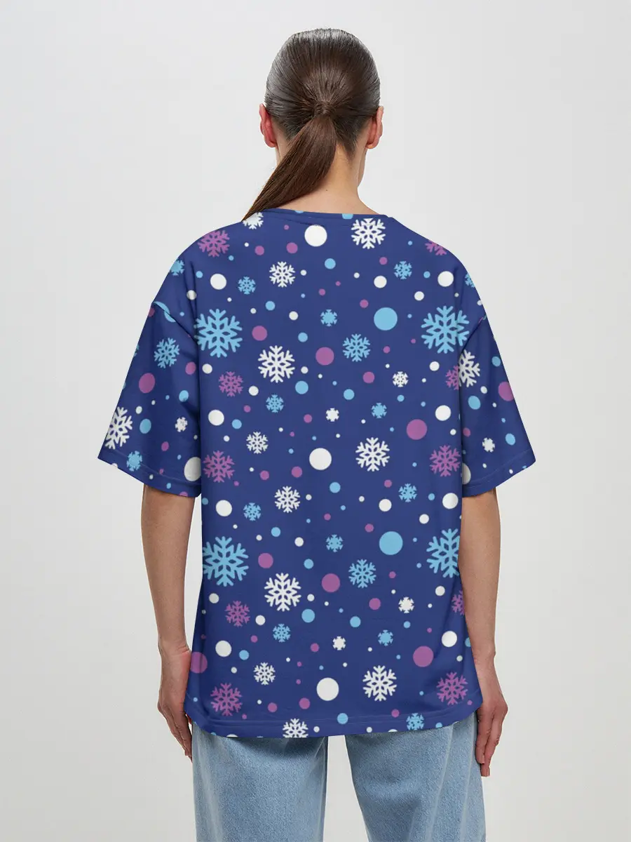 Женская футболка оверсайз / Снеговики