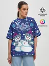 Женская футболка оверсайз / Снеговики