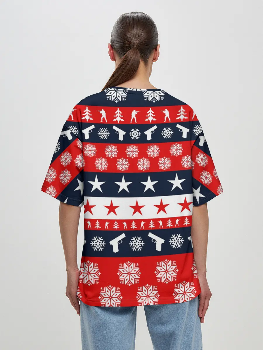 Женская футболка оверсайз / CS GO НОВОГОДНИЙ