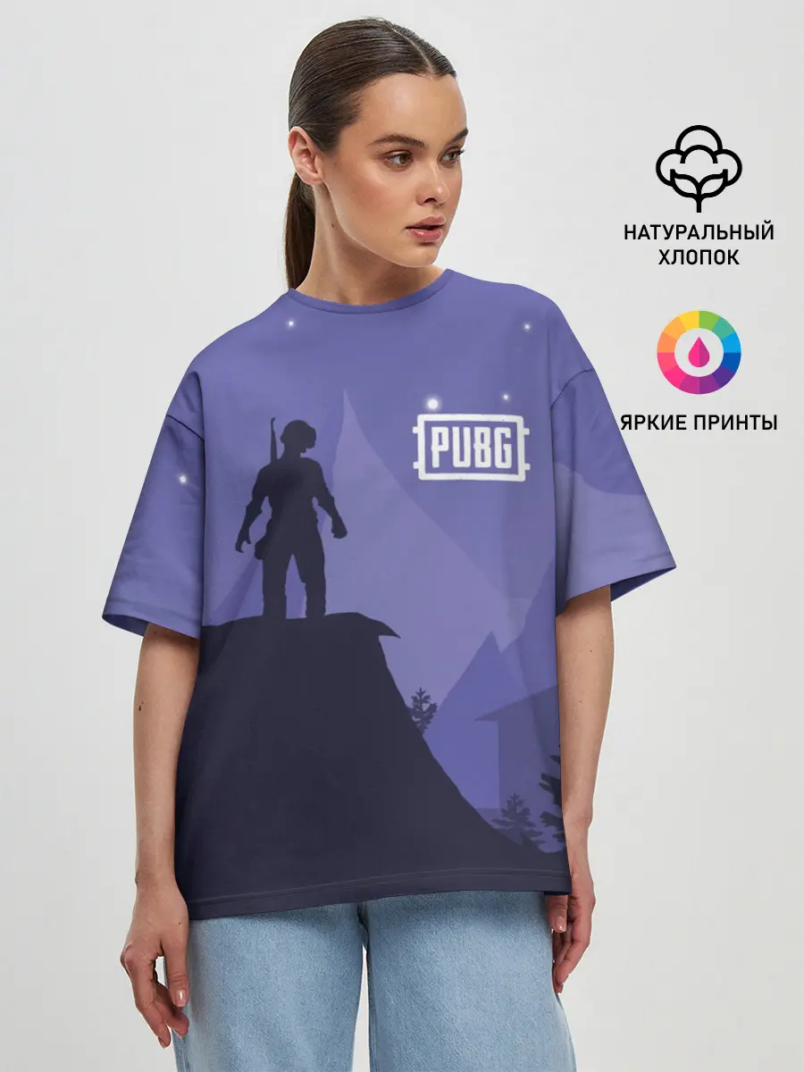 Женская футболка оверсайз / Ночной PUBG