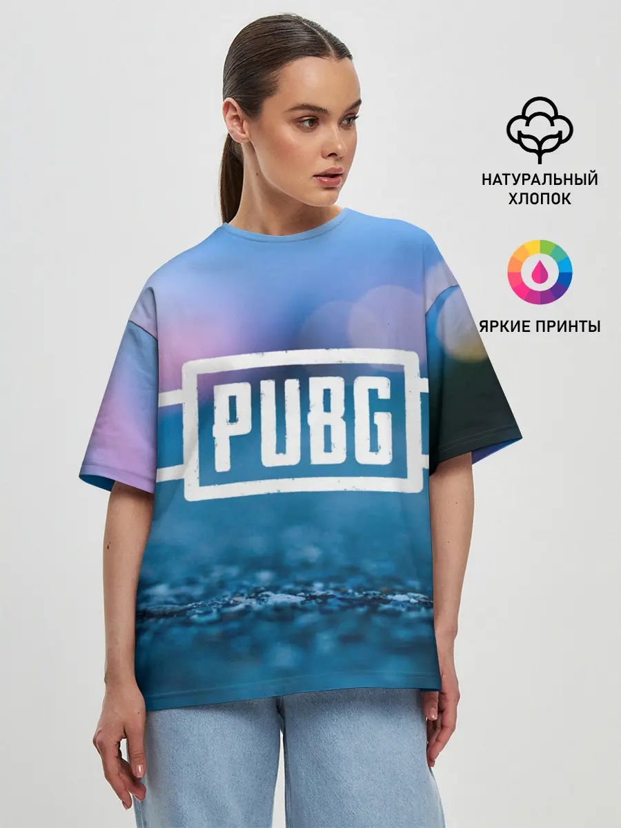 Женская футболка оверсайз / PUBG light blue