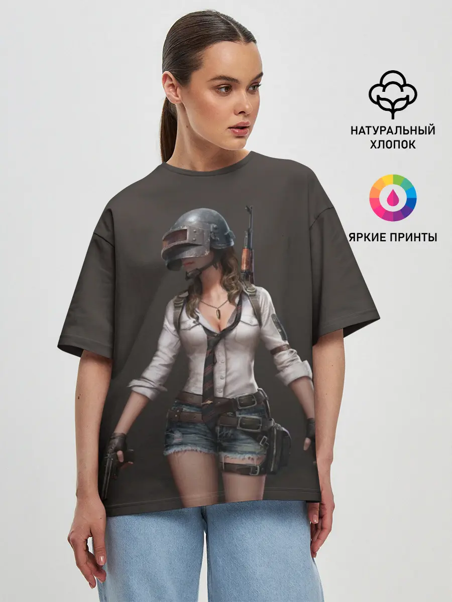 Женская футболка оверсайз / PUBG girl