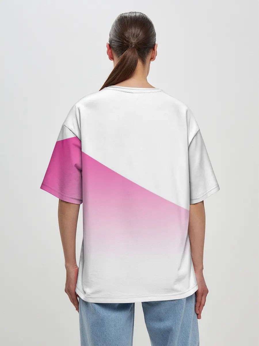 Женская футболка оверсайз / Лого джоджо розовый треугольник