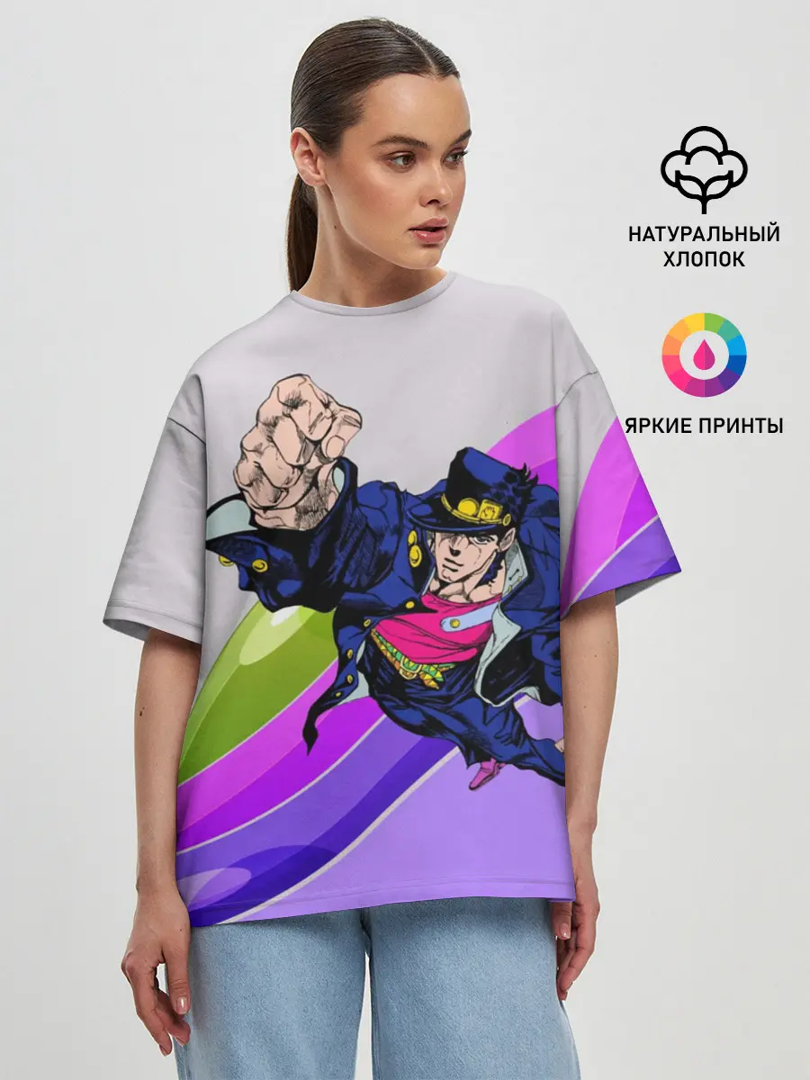 Женская футболка оверсайз / Jojo Jotaro