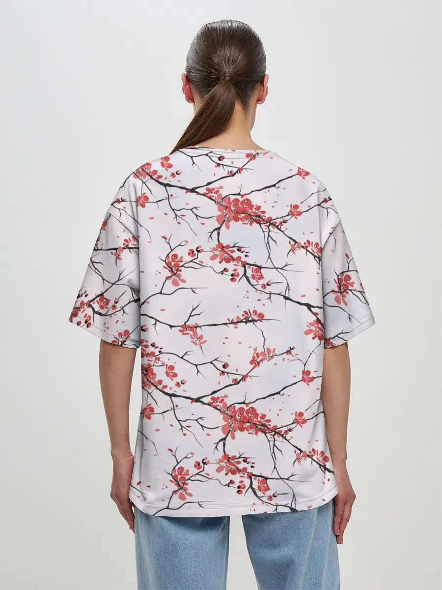 Женская футболка оверсайз / Сакура