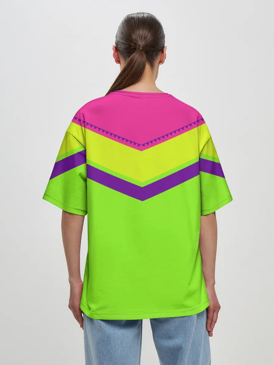 Женская футболка оверсайз / Цветные треугольники_ салатовы