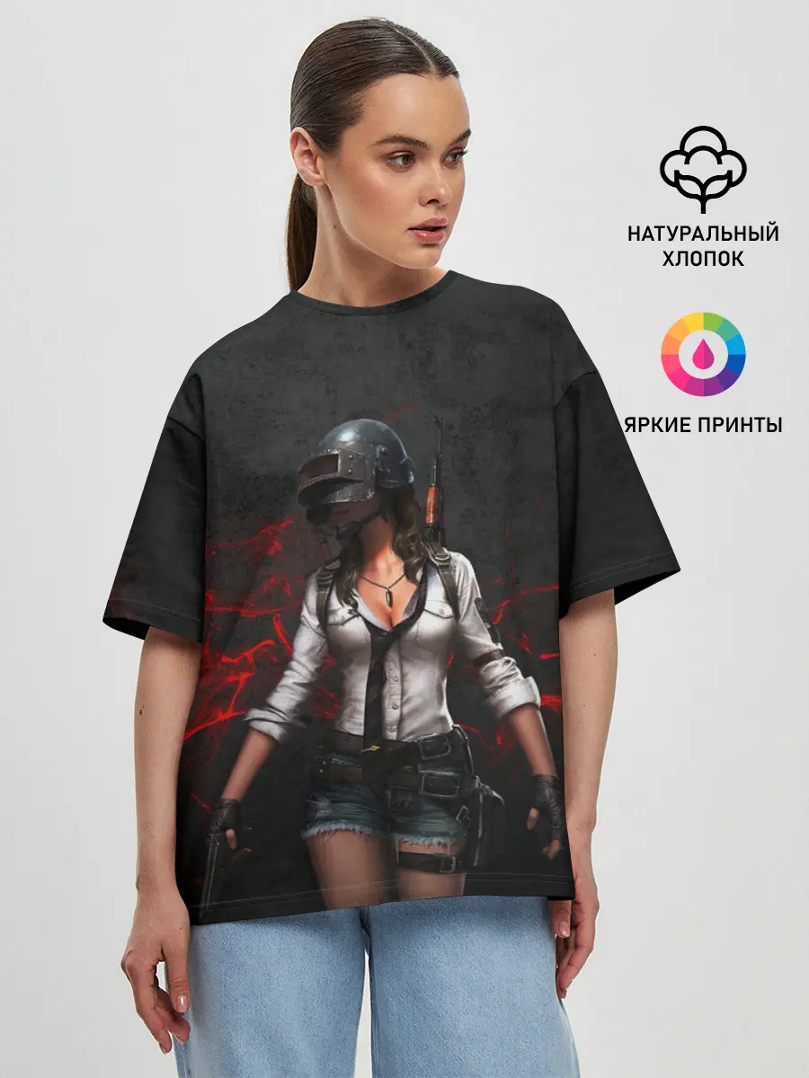 Женская футболка оверсайз / PUBG Girl