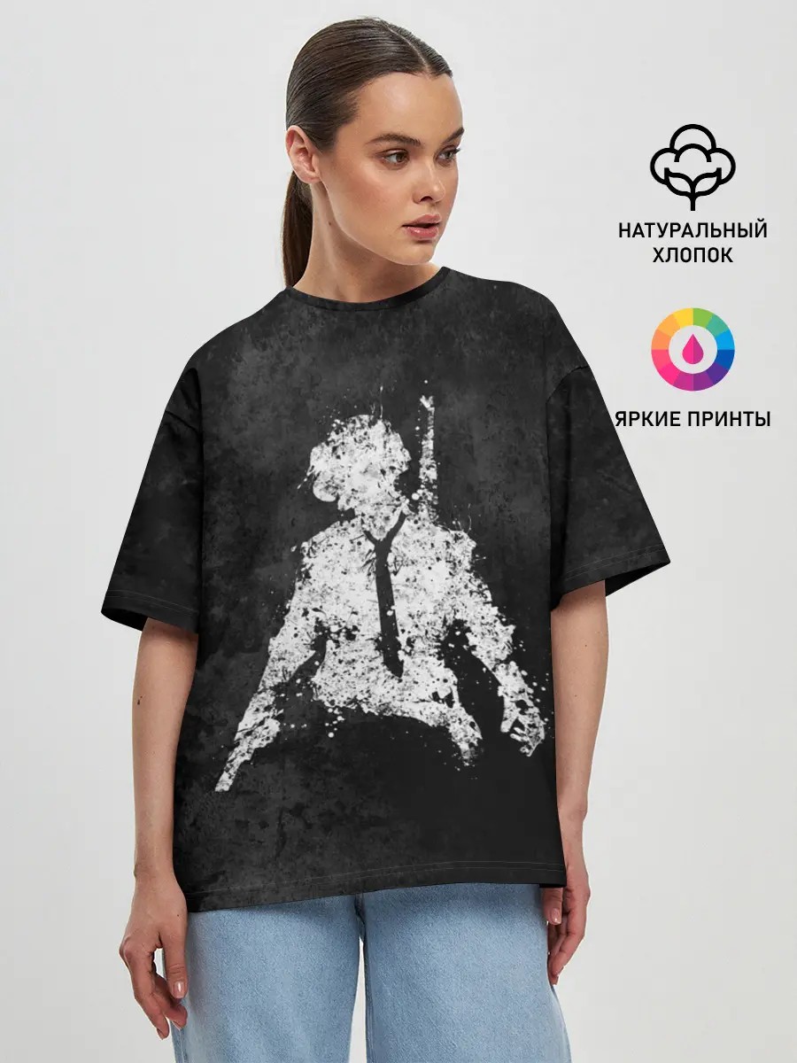 Женская футболка оверсайз / PUBG брызги красок