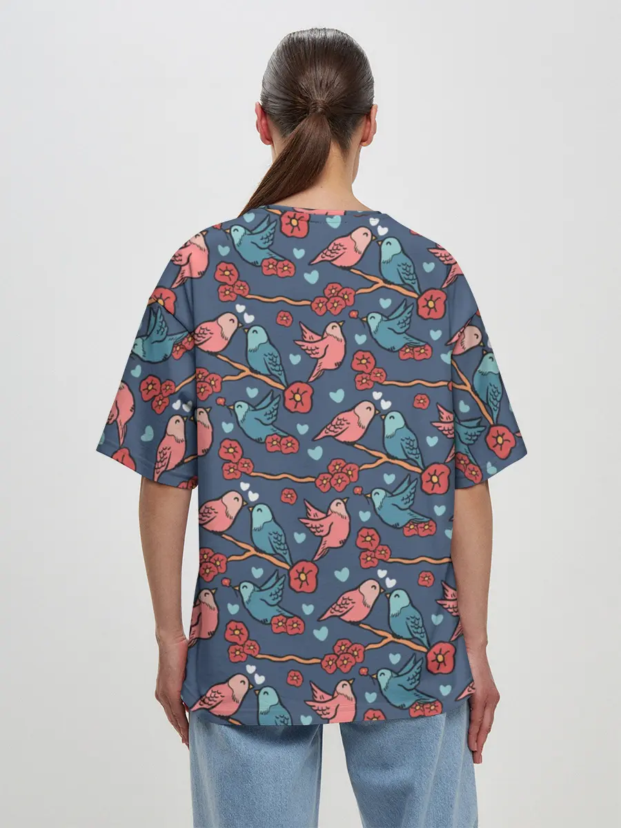 Женская футболка оверсайз / Влюбленные лисички