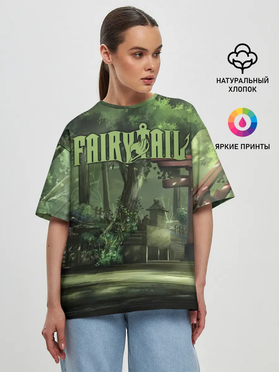 Женская футболка оверсайз / Фейри Тейл лес