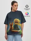 Женская футболка оверсайз / Маленький принц с лисой