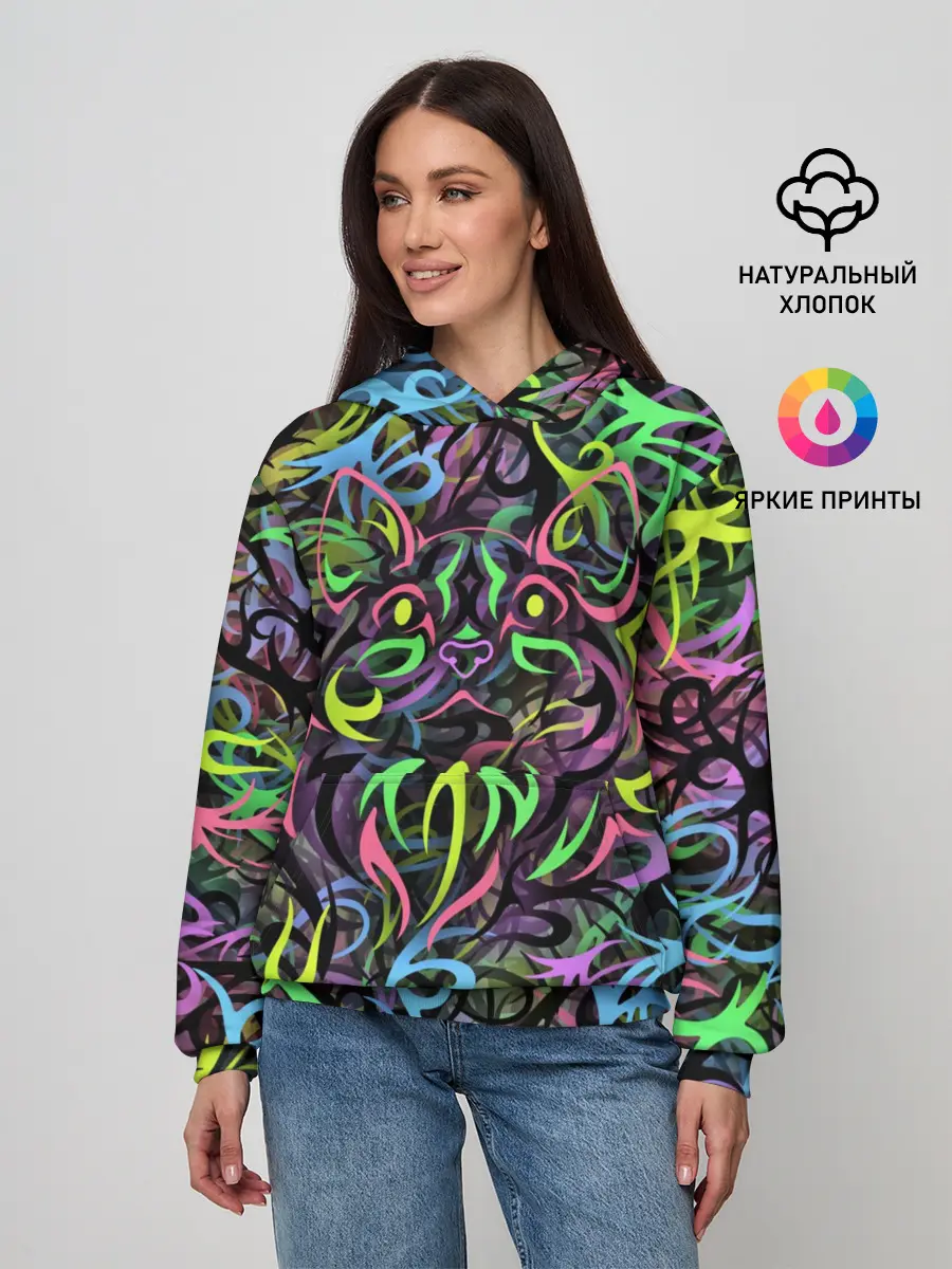 Женское худи / Абстрактный кот