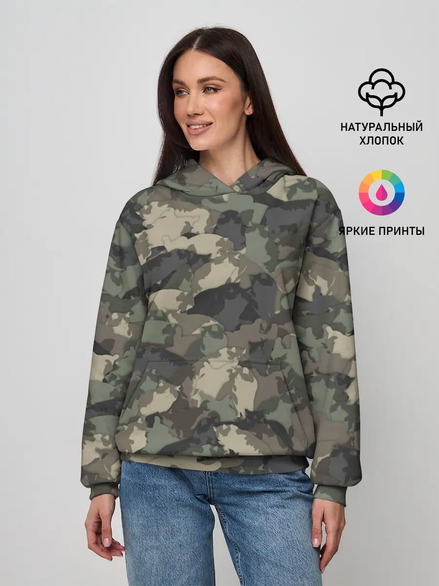 Женское худи / Камуфляж с толстыми котами