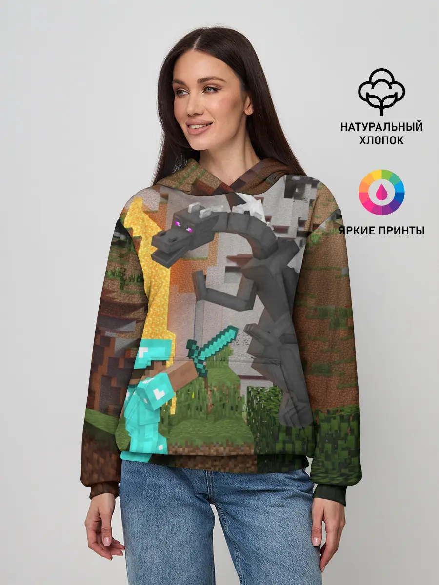 Женское худи / Стив сражается с Эндердраконом