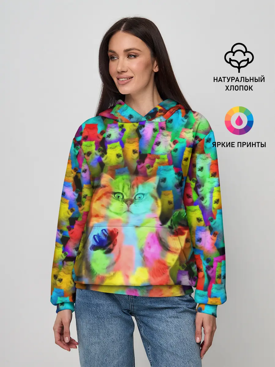 Женское худи / Котики на дискотеке