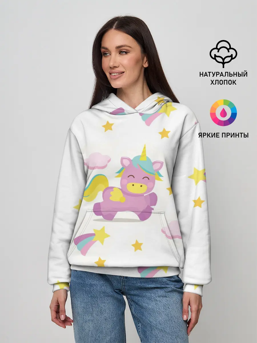Женское худи / Розовый единорог
